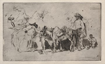Men and Donkeys, Rome, 1880. Creator: Robert Frederick Blum (American, 1857-1903).