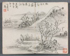 Miniature Album with Figures and Landscape (Landscape with Hill), 1822. Creator: Zeng Yangdong (Chinese).