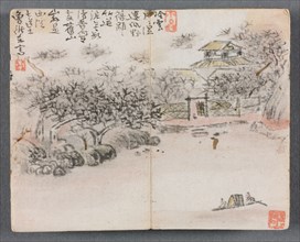 Miniature Album with Figures and Landscape (Landscape with Two Boatmen), 1822. Creator: Zeng Yangdong (Chinese).