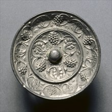 Miniature Mirror with Grape Decoration, 7th century. Creator: Unknown.