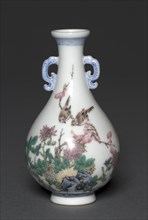 Miniature Vase with Birds and Chrysanthemums, 1736-1795. Creator: Unknown.