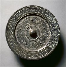 Mirror with Concentric Circles, an Immortal, and Auspicious Animals, 1st century BC-1st century AD. Creator: Unknown.