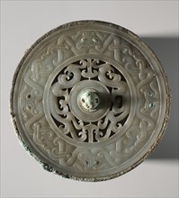 Mirror with Jade Disk Inset, 475 BC-9 AD. Creator: Unknown.