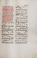 Missale: Fol. 153: Music for "Exultet", 1469. Creator: Bartolommeo Caporali (Italian, c. 1420-1503).