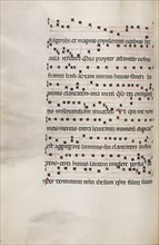 Missale: Fol. 153v: Music for "Exultet", 1469. Creator: Bartolommeo Caporali (Italian, c. 1420-1503).