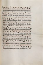 Missale: Fol. 155: Music for "Exultet", 1469. Creator: Bartolommeo Caporali (Italian, c. 1420-1503).