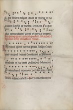 Missale: Fol. 156: Music for "Exultet", 1469. Creator: Bartolommeo Caporali (Italian, c. 1420-1503).