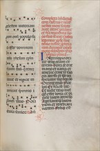 Missale: Fol. 158: Music for "Exultet", 1469. Creator: Bartolommeo Caporali (Italian, c. 1420-1503).