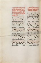 Missale: Fol. 171v: Music for "Alleluia" etc. at beginning of Easter, 1469. Creator: Bartolommeo Caporali (Italian, c. 1420-1503).