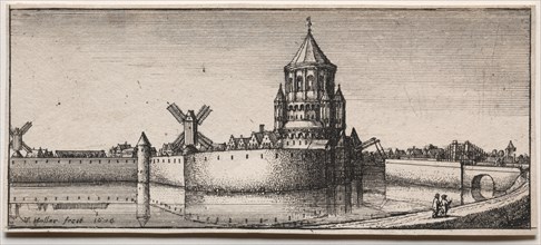 Moated Town Gate, 1676. Creator: Wenceslaus Hollar (Bohemian, 1607-1677).
