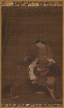 Monju as a Child Riding on a Lion, 1392-1573. Creator: Unknown.