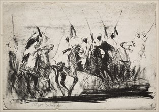 Moorish Lancers, Fantasia, c. 1900. Creator: Arthur E. Schneider.