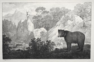 Mountainous Landscape with Bear in the Foreground. Creator: Maximilian Josef Wagenbauer (German, 1774-1829).
