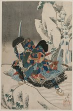 Nakamura Utaemon IV as a Warrior Standing in the Snow. Creator: Shumbaisai Hokuei (Japanese, 1837).