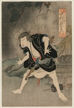 Nakamura Utaemon IV as Ono Sadakuro in Act Five of Kanadehon Chushingura, Naka Theater, 1838. Creator: Kunimasu Sadamasu (Japanese).