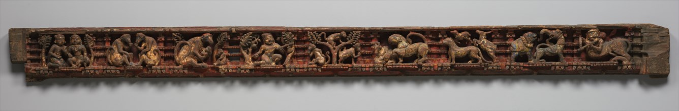Narrative Frieze: Forest Retreat with Animals - Architrave from a Jain Temple, 1500s-1600s. Creator: Unknown.