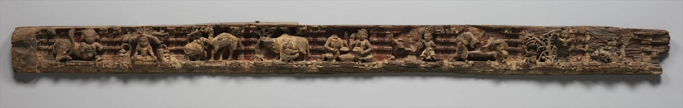 Narrative Frieze: Life of a Hermit in Forest Retreat Architrave from a Jain Temple, 1500s-1600s. Creator: Unknown.