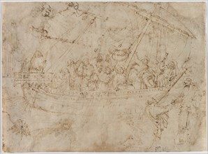 Navicella (recto) Two Drawings of Ships (verso), c. 1410s. Creator: Parri Spinelli (Italian, 1387-c. 1453).