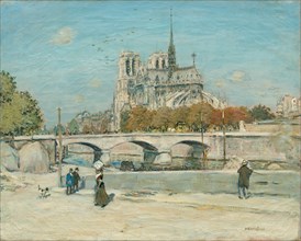 Notre Dame Seen from the Quai de la Tournelle, c. 1897/1902. Creator: Jean-François Raffaëlli (French, 1850-1924).