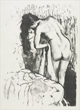 Nude Woman Standing, Drying Herself, 1891-1892. Creator: Edgar Degas (French, 1834-1917).