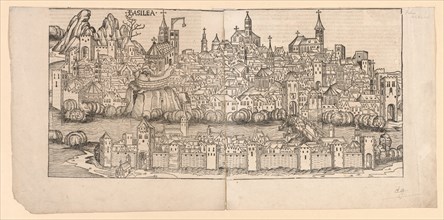 Nuremberg Chronicle: Topographical View of Basle, Switzerland, 1493. Creator: Michael Wolgemut (German, 1434-1519); Wilhelm Playdenwurff (German, 1494), and.