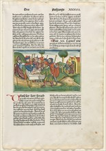 Offering of the Paschal Lamb from the German Bible published by Anton Koberger, Nürnberg, 1483. Creator: Anonymous.