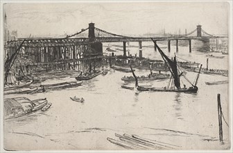 Old Hungerford Bridge, 1861. Creator: James McNeill Whistler (American, 1834-1903).