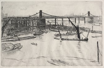 Old Hungerford Bridge. Creator: James McNeill Whistler (American, 1834-1903).