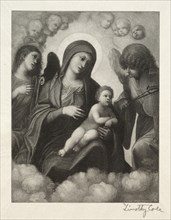 Old Italian Masters: Madonna and Child in Glory, 1891. Creator: Timothy Cole (American, 1852-1931).