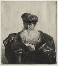 Old Man with Beard, Fur Cap, and Velvet Cloak, c. 1632. Creator: Rembrandt van Rijn (Dutch, 1606-1669).