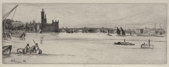 Old Westminster Bridge, 1859. Creator: James McNeill Whistler (American, 1834-1903).
