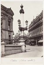 Opéra (Rostral Column), c. 1875. Creator: Charles Marville (French, 1816-1879).