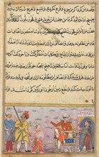 Page from Tales of a Parrot (Tuti-nama): Eighth night: The prince being taken away?, c. 1560. Creator: Unknown.