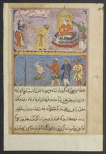 Page from Tales of a Parrot (Tuti-nama): Eighth night: The prince, once reprieved?, c. 1560. Creator: Unknown.