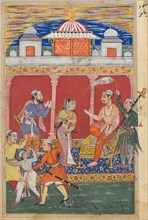 Page from Tales of a Parrot (Tuti-nama): Eighth night: The prince?s ordeal continues..., c. 1560. Creator: Unknown.