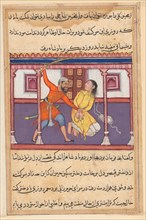 Page from Tales of a Parrot (Tuti-nama): Fiftieth night: The guard spares the life?, c. 1560. Creator: Unknown.