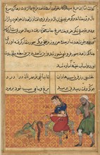 Page from Tales of a Parrot (Tuti-nama): Fifty-second night: The bird of seven colours?, c. 1560. Creator: Unknown.