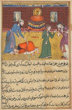 Page from Tales of a Parrot (Tuti-nama): Fifty-second night: The pious man?s son..., c. 1560. Creator: Unknown.