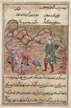Page from Tales of a Parrot (Tuti-nama): Fifty-second night: The son of the pious man..., c. 1560. Creator: Unknown.