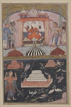 Page from Tales of a Parrot (Tuti-nama): First night: The merchant hears?, c. 1560. Creator: Unknown.