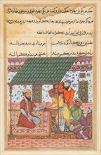 Page from Tales of a Parrot (Tuti-nama): Forty-seventh night: The four destitute friends..., c.1560. Creator: Unknown.