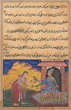 Page from Tales of a Parrot (Tuti-nama): Tenth night: The vizier?s wife sends the magic..., c. 1560. Creator: Unknown.