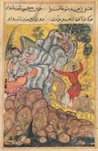 Page from Tales of a Parrot (Tuti-nama): Thirty-fourth night: The third suitor..., c. 1560. Creator: Unknown.