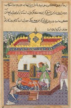 Page from Tales of a Parrot (Tuti-nama): Thirty-second night: Latif, who has murdered..., c. 1560. Creator: Unknown.