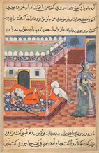 Page from Tales of a Parrot (Tuti-nama): Thirty-sixth night: The king dreams of a lady..., c. 1560. Creator: Unknown.