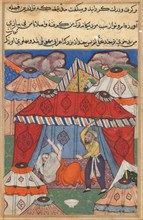 Page from Tales of a Parrot (Tuti-nama): Twenty-fourth night: The disguised Arab..., c. 1560. Creator: Unknown.