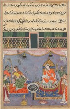 Page from Tales of a Parrot (Tuti-nama): Twenty-third night: Kamjuy..., c. 1560. Creator: Unknown.