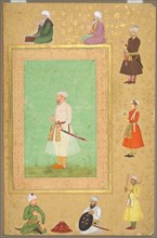 Page from the Late Shah Jahan Album: Portrait of Asaf Khan, c. 1653. Creator: Unknown.
