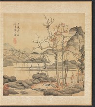 Paintings after Ancient Masters: Daoist and Crane in Autumn Landscape, 1598-1652. Creator: Chen Hongshou (Chinese, 1598/99-1652).