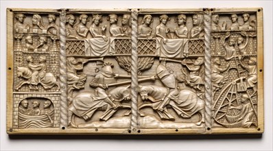 Panel from a Casket with Scenes from Courtly Romances, c. 1330-1350 or later. Creator: Unknown.
